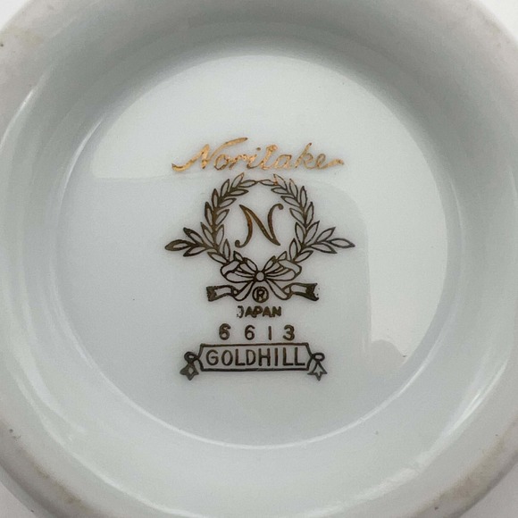 Noritake Goldhill 6613 Gravy Boat w Underplate Red Gold Trim Japan EUC